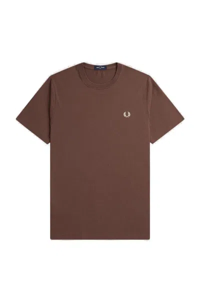 FRED PERRY LOGO-EMBROIDERED CREWNECK T-SHIRT