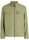 Fred Perry Logo-embroidered Crinkled Shell Overshirt In Green