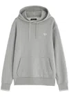 Fred Perry Drawstring Embroidered-logo Hoodie In Grey