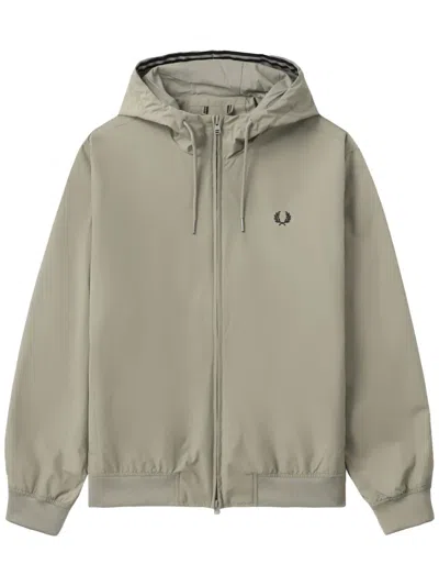 Fred Perry Logo-embroidered Jacket In Grey