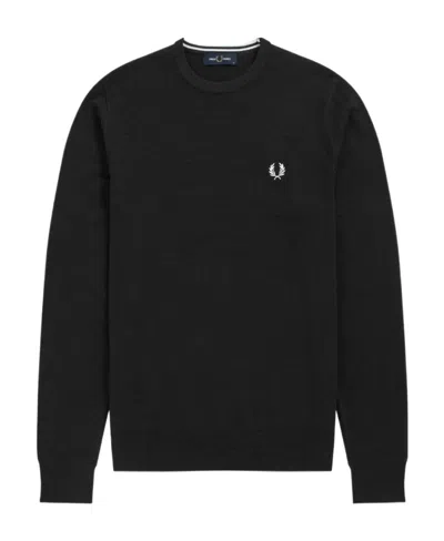 Fred Perry Logo-embroidered Knitted Jumper In Black