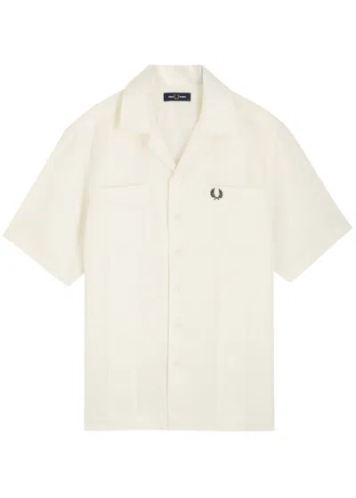 Fred Perry Logo-embroidered Lyocell-blend Shirt In White