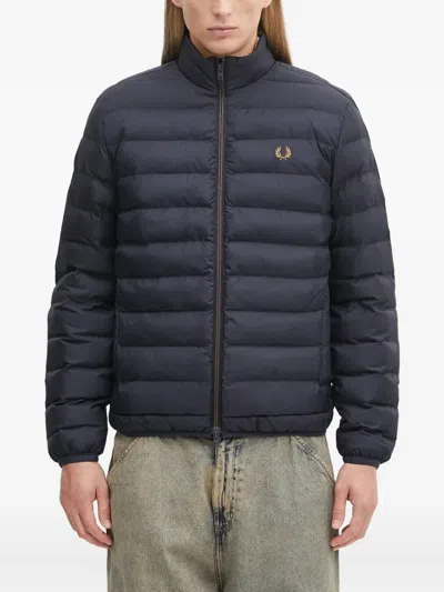 Fred Perry Logo-embroidered Padded Jacket In Blue
