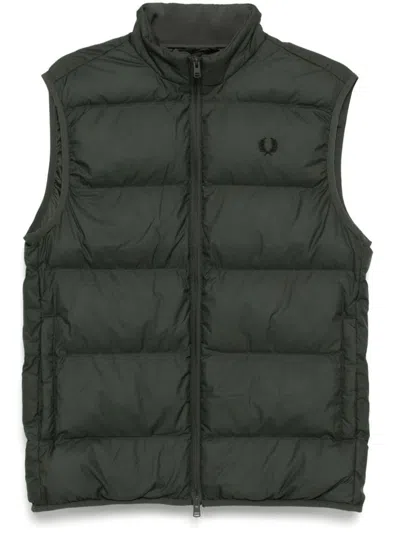 Fred Perry Logo-embroidered Padded Jacket In Green