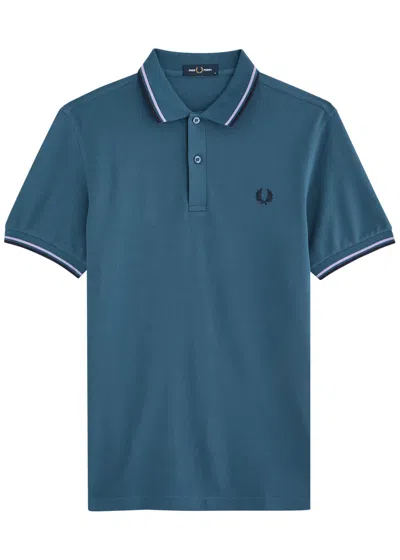 Fred Perry Logo-embroidered Piqué Cotton Polo Shirt In Blue