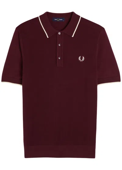 Fred Perry Logo-embroidered Piqué Cotton Polo Shirt In Burgundy