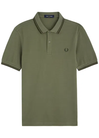 Fred Perry Mens Twin Tipped Polo Shirt In Green Fabric