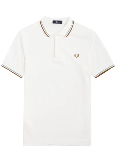 Fred Perry Logo-embroidered Piqué Cotton Polo Shirt In White