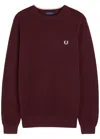 Fred Perry Classic Crew Neck Jumper Oxblood In Burgundy