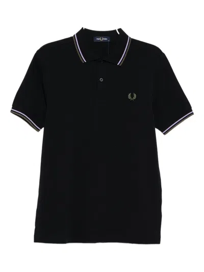 Fred Perry Logo-embroidered Polo Shirt In Black
