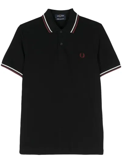 Fred Perry Logo-embroidered Polo Shirt In Black