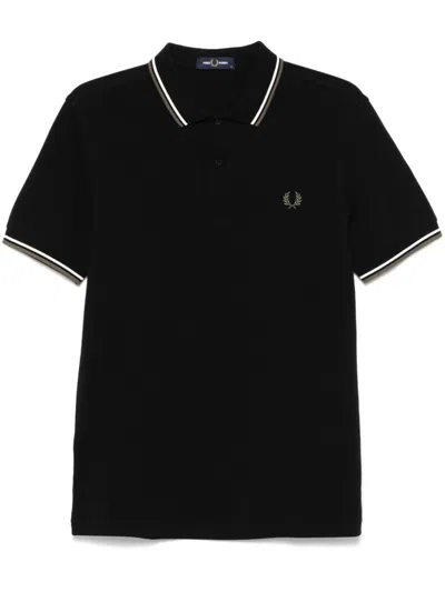 Fred Perry Logo-embroidered Polo Shirt In Black