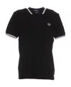 Fred Perry Twin Tipped Cotton Polo Shirt In Black