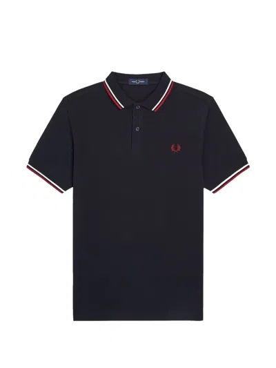 Fred Perry Polo Shirt With Contrast Tipping And Collar In Black