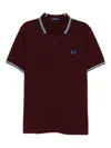 Fred Perry Polo Shirt With Short Sleeves And Ribbed Cuffs In Burgundy