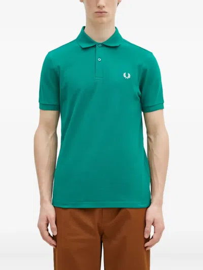Fred Perry Logo-embroidered Polo Shirt In Green