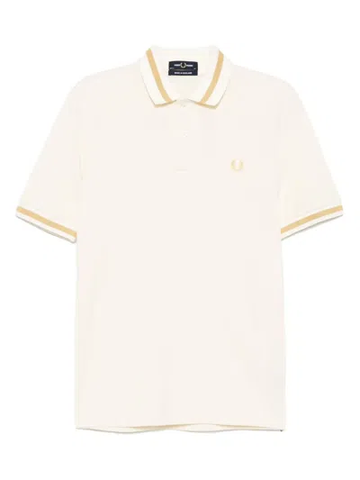Fred Perry Logo-embroidered Polo Shirt In Neutrals