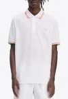 Fred Perry On Court Twin Tipped Recycled Polyester Polo Shirt In White