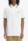 Fred Perry Logo Embroidered Polo T-shirt In White