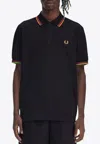 Fred Perry Logo Embroidered Polo T-shirt In Black