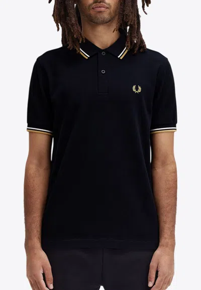 Fred Perry Logo Embroidered Polo T-shirt In Blue