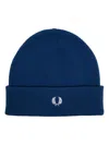 Fred Perry Logo-embroidered Ribbed-knit Beanie In Blue