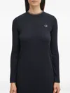 Fred Perry Logo-embroidered Ribbed-knit Midi Dress In Black