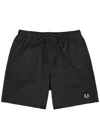 Fred Perry Swim Trunks With Back And Side Pockets In Black