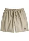 Fred Perry Logo-embroidered Shell Swim Shorts In Grey