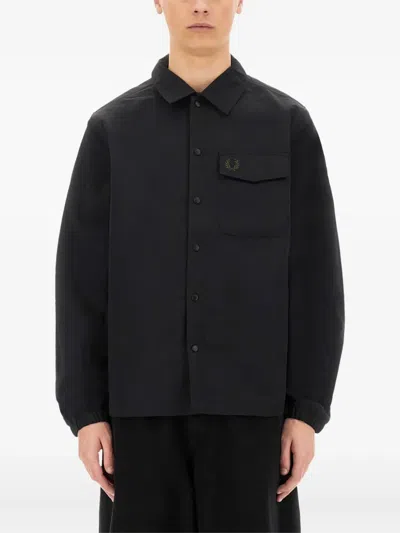 FRED PERRY LOGO-EMBROIDERED SHIRT JACKET