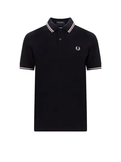Fred Perry Logo Embroidered Short Sleeved Polo Shirt In Black
