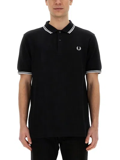 Fred Perry Embroidered-logo Short-sleeved Polo Shirt In Black