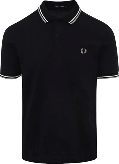 Fred Perry Logo Embroidered Short Sleeved Polo Shirt In Blue