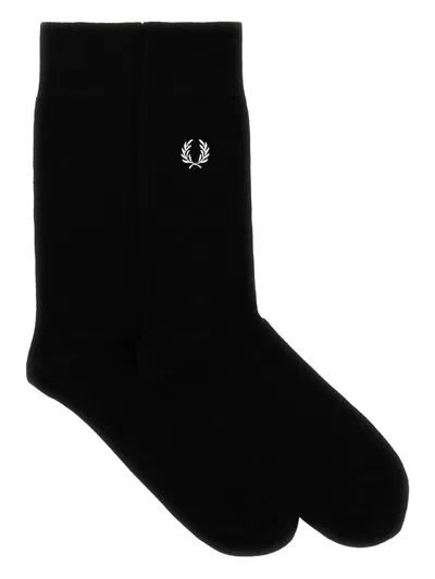 Fred Perry Logo-embroidered Socks In Black