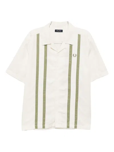 Fred Perry Logo-embroidered Striped Shirt In White