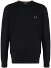 Fred Perry Blue Wool And Cotton Sweater In Blau