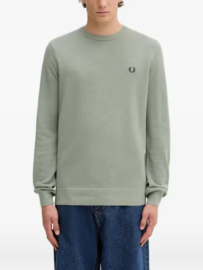 Fred Perry Logo-embroidered Sweater In Green