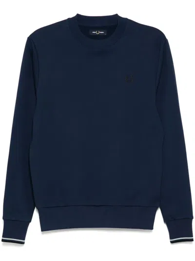 Fred Perry Sweatshirt Mit Logo-stickerei In Blau