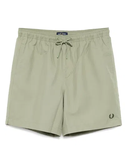 Fred Perry Logo-embroidered Swimming Shorts In Green