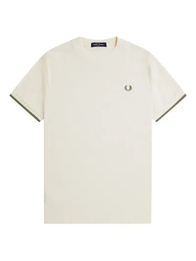 Fred Perry Logo-embroidered T-shirt In Neutral
