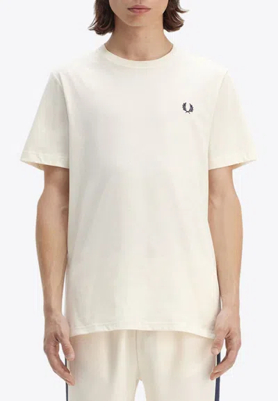 Fred Perry Logo Embroidered T-shirt In White