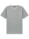 Fred Perry Embroidered-logo Cotton T-shirt In Grey