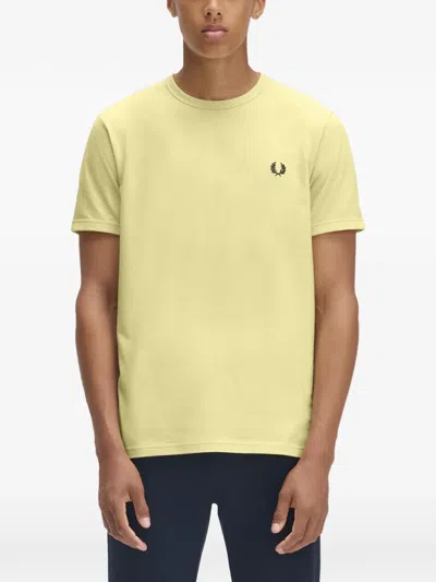 Fred Perry Ringer Logo-embroidered Crewneck T-shirt In Yellow