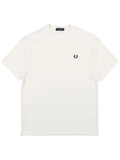 Fred Perry Logo-embroidered Towelling T-shirt In White