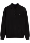 Fred Perry Logo-embroidered Wool-blend Polo Shirt In Black