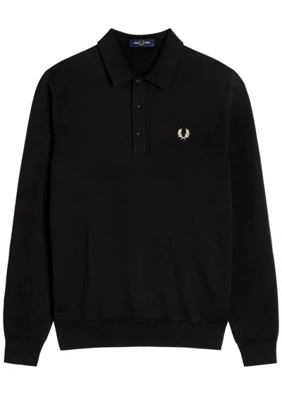 FRED PERRY FRED PERRY LOGO-EMBROIDERED WOOL-BLEND POLO SHIRT