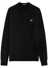 Fred Perry Logo-embroidered Wool-blend Polo Shirt In Black