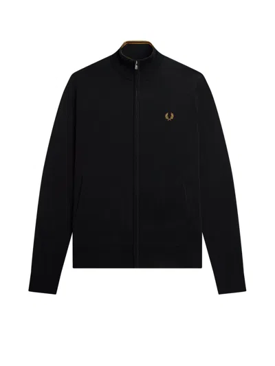 Fred Perry Logo Embroidered Zip In Black