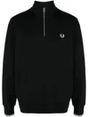 Fred Perry Logo-embroidered Zip-up Jumper In Black