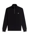 Fred Perry Pique Textured Half-zip Sweatshirt In Black